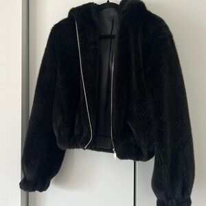 Cropped Faux Fur Bomber Helmut Lang